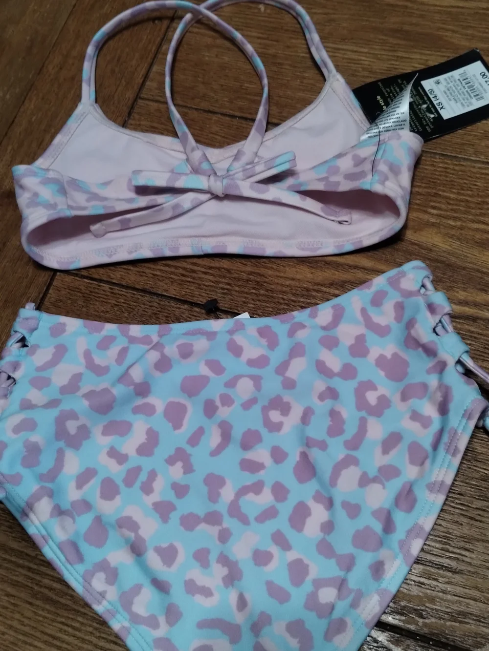 art class Girls Two-Piece Swim Set in Lavender, Light Blue and White